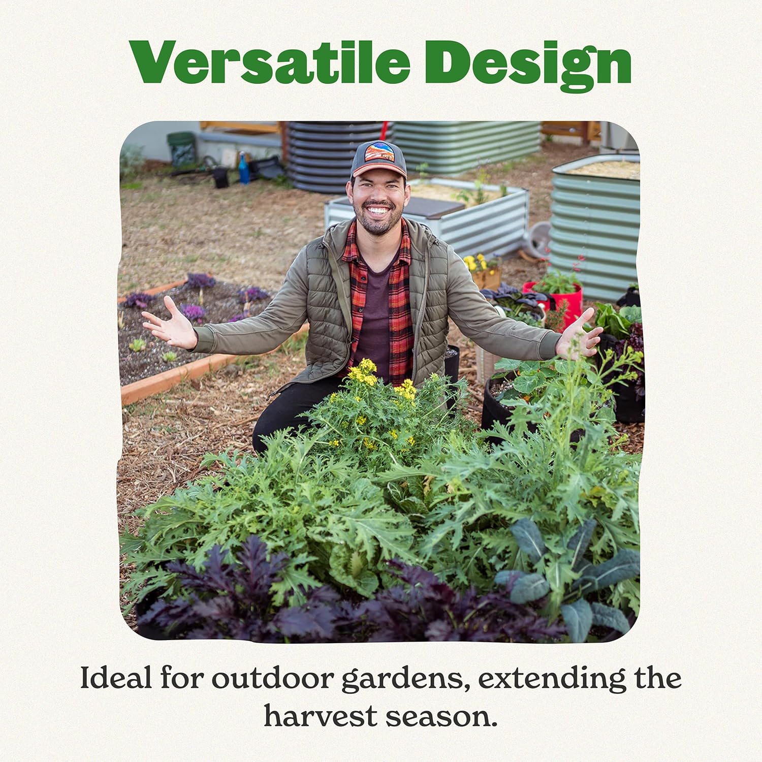 Epic Gardening 5-in-1 Modular Galvanized Raised Garden Bed Kit  29" Tall Food-Safe Metal Planter Box  Large Raised Garden Beds Outdoor for Vegetables  Flowers  Herbs & Fruits - Mist Green