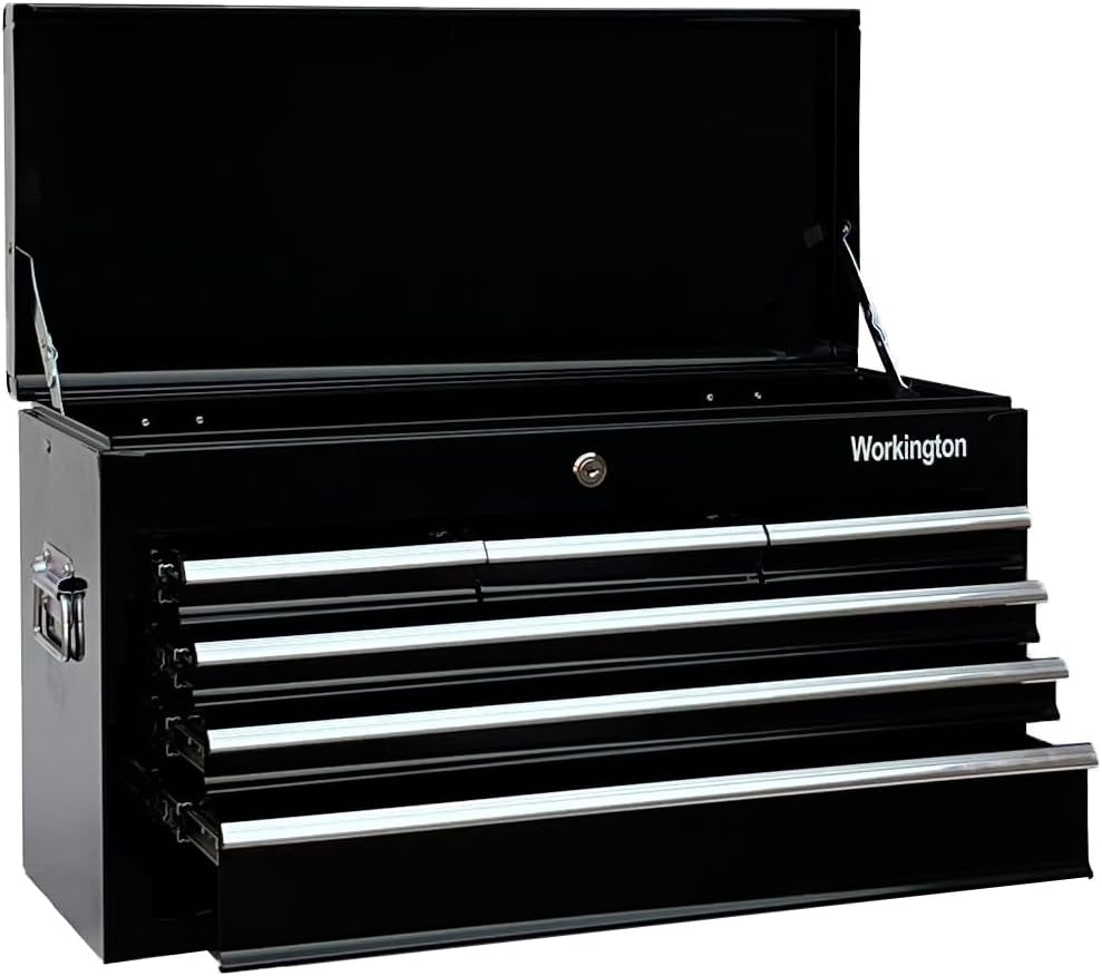 Workington Portable Metal Tool Chest with 6 Drawers, 24" 6-Drawer Tool Chest Cabinet with Ball Bearing Drawer Slides, Steel Tool Storage Box Organizer 4005 Black