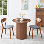 31.5" Small Round Dining Table for 2, Sturdy and Durable Wood Walnut Dining Table Round with Fluted Base, Simple Setup Small Kitchen Table for Living Dining Room Office (Walnut)
