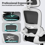 TRALT Office Chair Ergonomic Desk Chair, 330 LBS Home Mesh Office Desk Chairs with Wheels, Comfortable Gaming Chair, High Back Office Chair for Long Hours (Black & White)