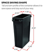 Rubbermaid Commercial Products Slim Jim Trash/Garbage Can with Venting Channels 16-Gallon Black for Kitchen/Office/Workspace Pack of 4