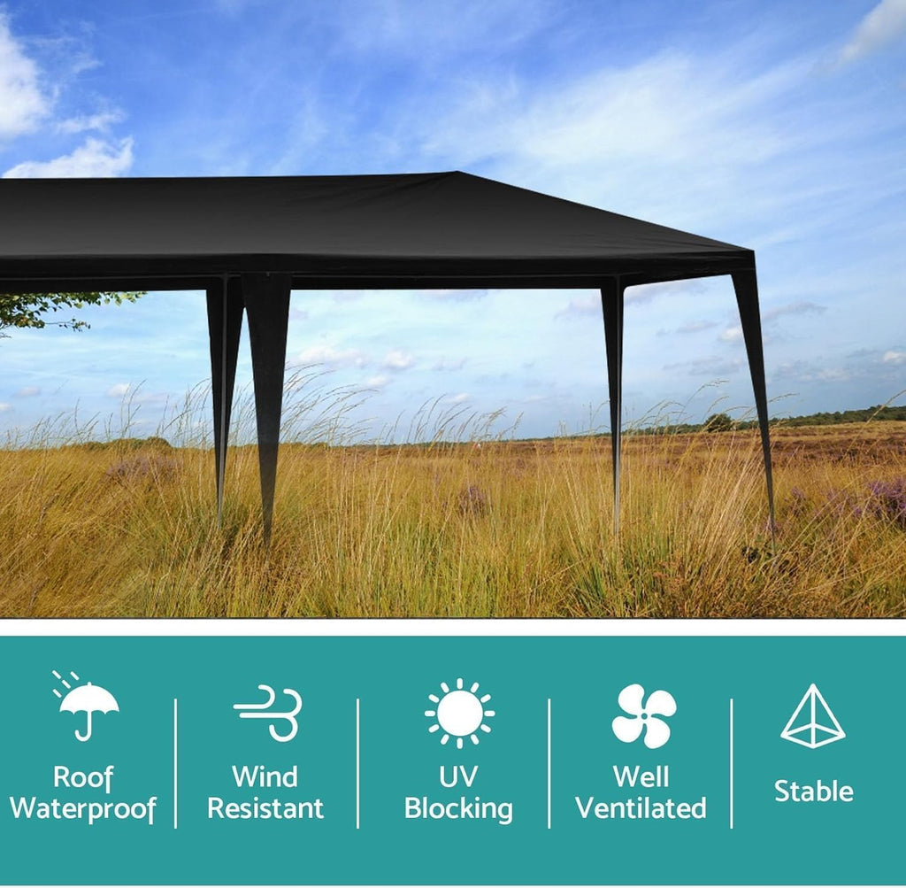 Party Tent, Tents for Parties, Outdoor Gazebo Wedding Patio Camping Carport Canopy Shade Canopy with Removable Sidewalls, Outside Event Tent for Garden, Backyard (10'x20' Six Sides Black)
