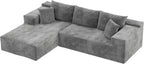 VICTONE 108” Cloud Sectional Couches, Boneless Couch Modular L-Shaped Sofa with Deep Seat, Modern Comfort Upholstered Sofas for Living Room, No Assembly Required (Corduroy, Grey)