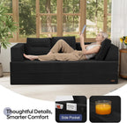 COMAX Futon Sofa Bed Queen, 79" Convertible Sofa Bed Couches for Living Room, 4 in 1 Folding Boneless Sleeper Corduroy Couch Loveseat Foam In a Box, Comfy Foldable Lounge Fold Out Floor Mattress Black
