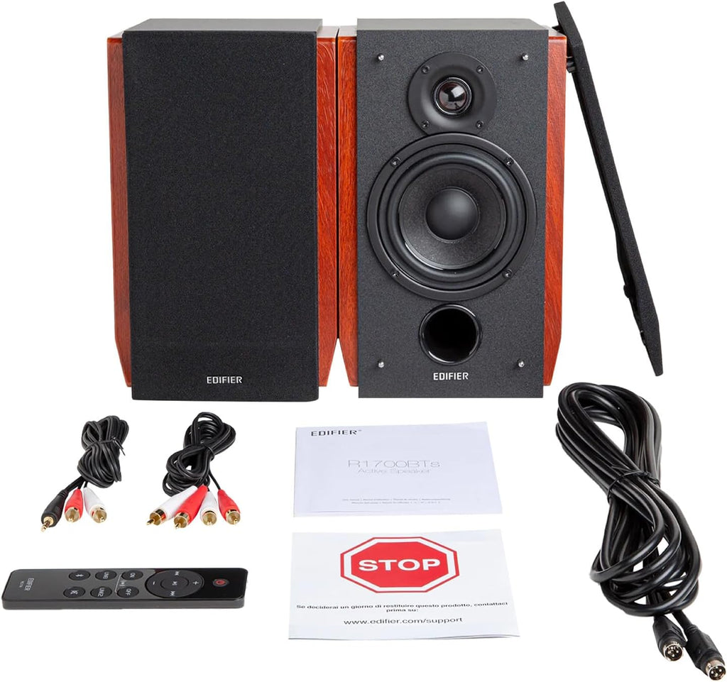 Edifier R1700BTs Active Bluetooth Bookshelf Speakers - 2.0 Wireless Near Field Studio Monitor Speaker - 66w RMS with Subwoofer Line Out