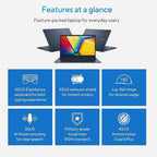 ASUS Vivobook Laptop  14" FHD Display  i3-1215U  16GB RAM  512GB SSD  Wi-Fi 6  HDMI  Webcam  Touchpad  Windows 11 Home  Blue
