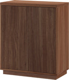 Henn&Hart 28" Fluted Wooden Accent Cabinet, Ribbed Modern Sideboard Buffet Cabinet with 2 Doors and an Adjustable Shelf for Living Room, Dining Room, Bedroom or Entryway, Medium Walnut