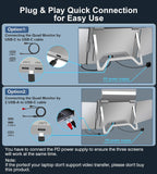 FOPO 15.6" Laptop Screen Extender Monitor Portable  Quad Monitor  Just 1 Cable for 3 Screens  FHD 1080P IPS Laptop Extender Compatible with Wins/Mac for 13.6" - 17.3" Laptops