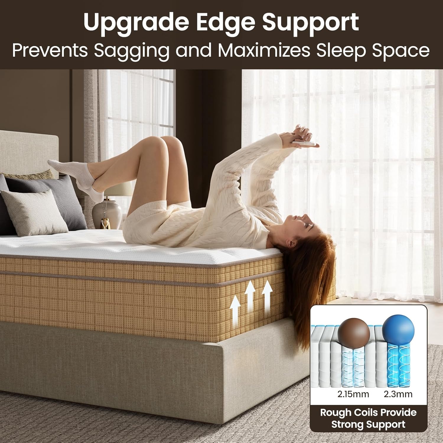 BedStory Queen Mattress, 14 Inch Hybrid Queen Size Mattresses- Extra Lumbar & Spinal Alignment, Cooling Gel Bed in a Box-CertiPUR-US Certified, 365-Night Trial & Fiberglass-Free,Hotel Collection