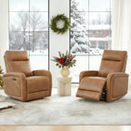 Watson & Whitely Zero Wall Recliners W Power Headrest, Power Recliner Chairs for Adults, Small Home Theater Seating Type-C Charger for Living Room & RV, Faux Leather Cognac Brown