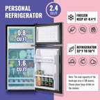 DEMULLER 2.4 Cu.Ft Small Refrigerator with Freezer Mini Fridge Removable Plastic Shelves Ideal for Apartment,Dormitory Black