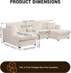 123" U-Shaped Modular sectional Sofa, Two L-Shape Chaise with 2 Cloud Couch sectional with Two Pillows, couches for Living Room (Beige)