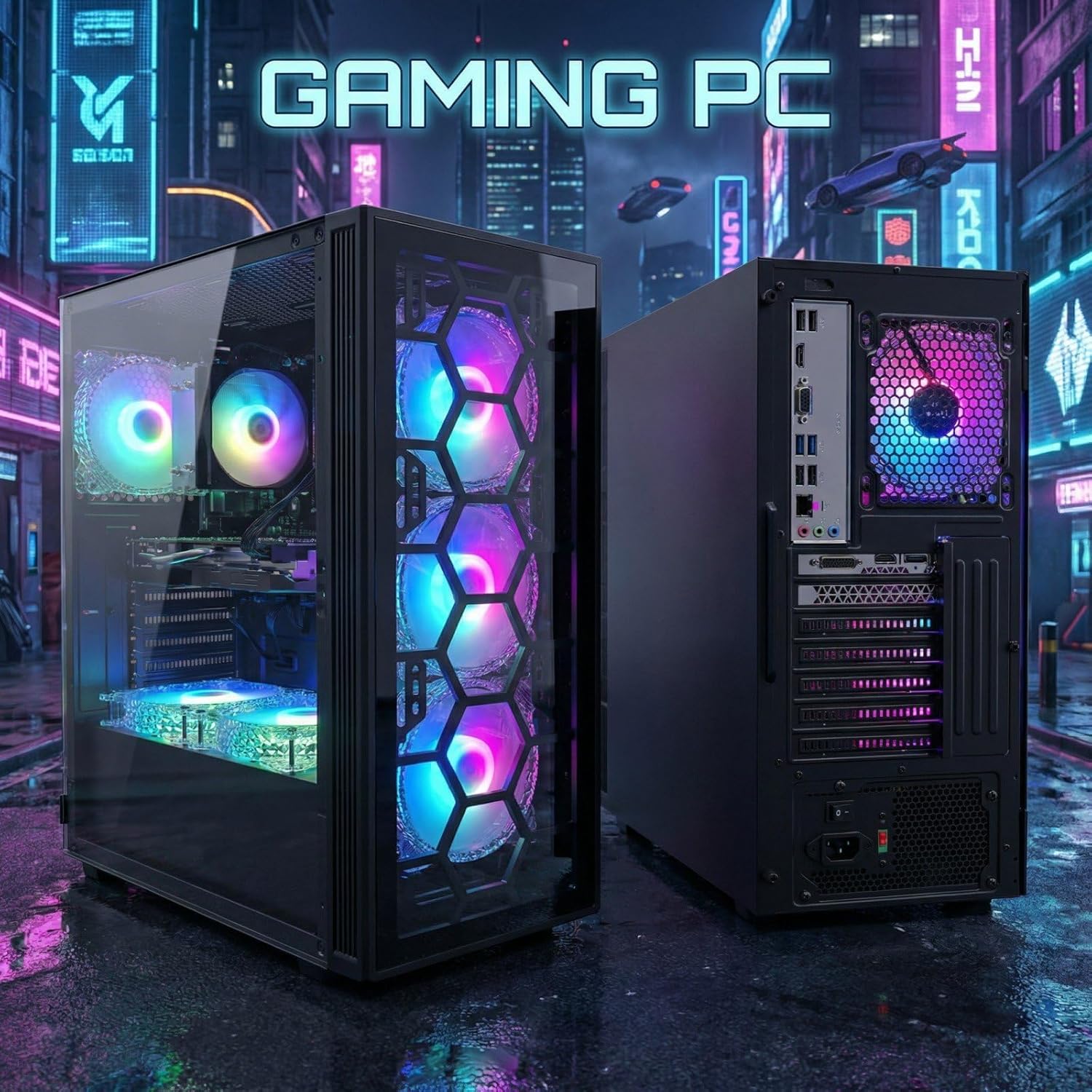 STGAubron Gaming PC Desktop  Intel Core i7 up to 3.9GHz  GeForce RTX 3050 6G  16GB RAM  512GB SSD  WiFi 6  BT 5.0  RGB Fan x6  Windows 11 Home