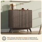 29'' Sideboard Buffet Cabinet with Storage, Fluted Cabinet with Rounded Corners, Modern Buffet Table Accent with 2 Doors for Coffee Bar, Console Table,Walnut