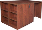 Regency Legacy Stand Up Desk/ 3 Storage Cabinet Quad with Bookcase End- Cherry