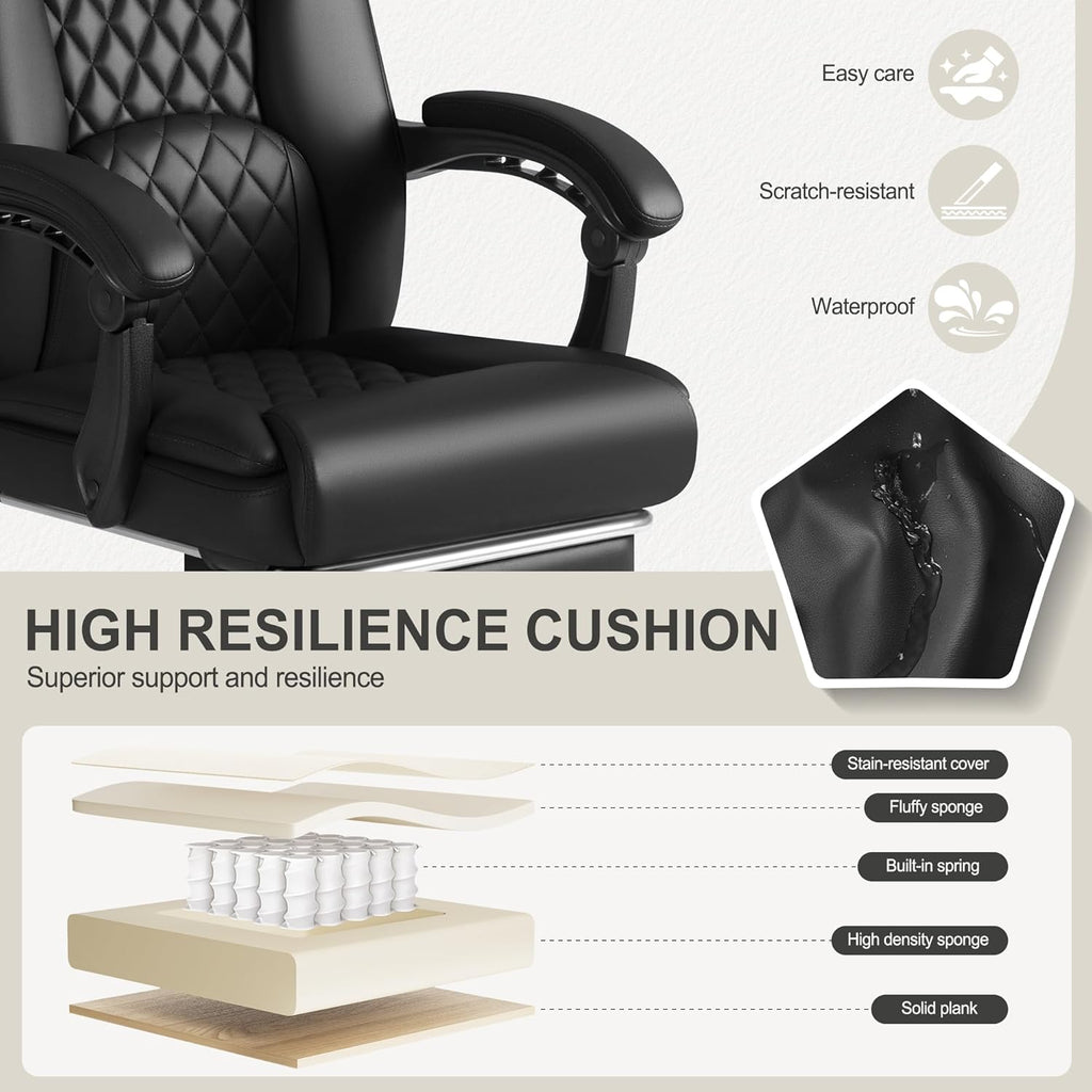 Homall Executive Home Office Chair with Lumbar Support,400lbs Adjustable Ergonomic High Back Office Chair Reclining Managerial Chair for Home Office (Black)