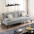 Shintenchi Futon Sofa Bed, Velvet Foldable Couch, Reclining Sleeper with Removable Armrests, Upholstered Loveseat Sofa Couch with Folding Cup Holders for Home, Office, Light Gray