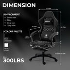 Dowinx Gaming Chair Breathable Fabric Game Chair with Gel Pad and Storage Bag, Comfortable Gamer Chair with Pocket Spring Cushion, Ergonomic Computer Chair with Footrest, Black
