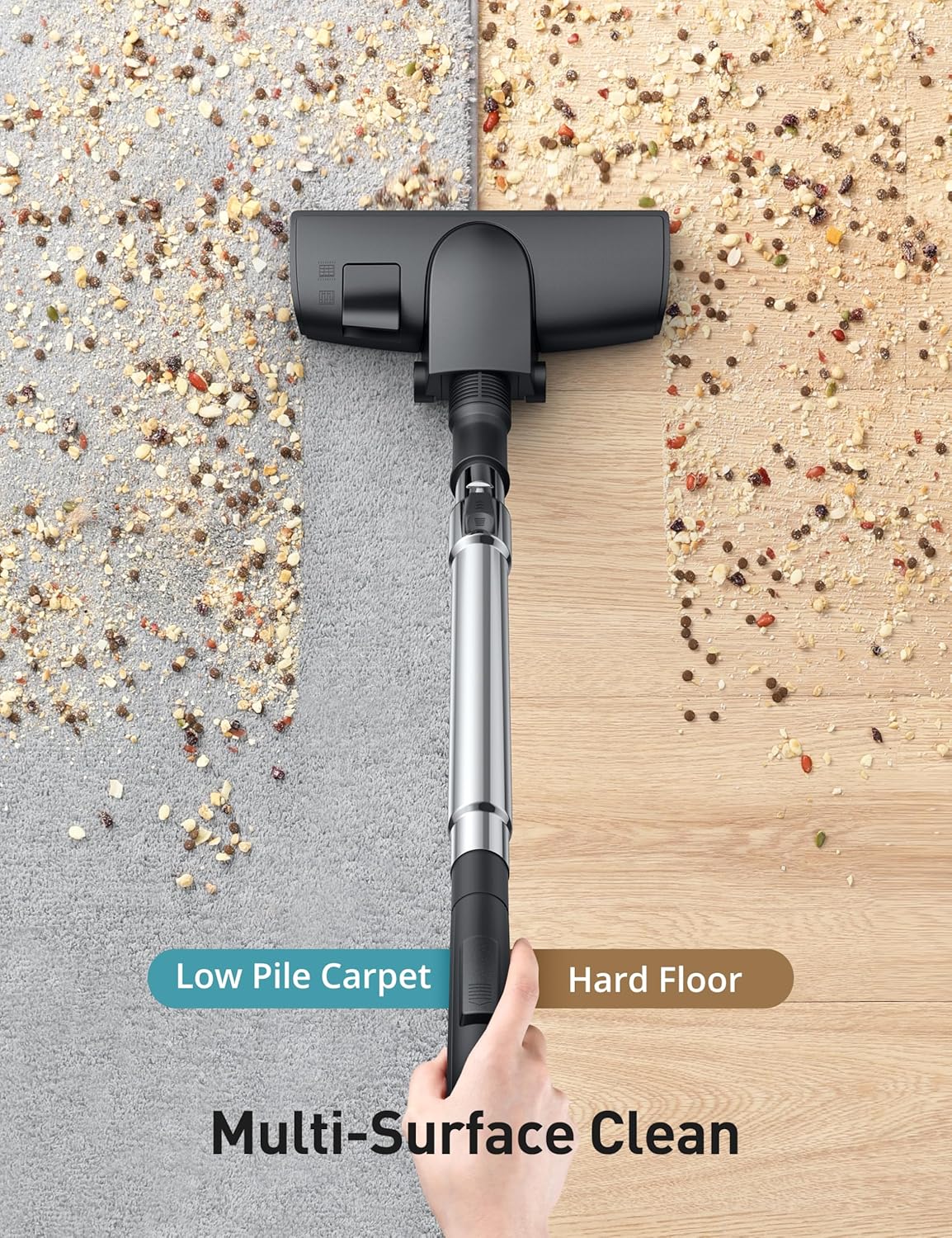 Aspiron Canister Vacuum Cleaner, 40Kpa Bagless Vacuum Cleaners, 4QT Large Dust Cup, Double HEPA Filter, Retractable Cord, 1600W Lightweight Vacuum Cleaner with 5 Tools for Hard Floors, Cobalt