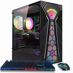 STGAubron Gaming PC Desktop Computer  AMD Ryzen 3 3200G 3.6 GHz  Radeon RX 580 8G  16G RAM  512G SSD  WiFi 6  BT 5.0  RGB Fan x 4  Windows 11 Home