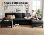 KKL Sectional 112 Inches Sofa Couch - 4 Seater U Shape Convertible Soft Couch with Side Storage for Living Room, Home Sofas with Chaise, Modern Couches for Apartment, Meeting Room Furniture, Bedroom