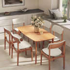 HOMCOM Solid Wood Dining Table for 6 People, 59" Long Rustic Rectangular Kitchen Table with Large Tabletop for Dining Room, Natural