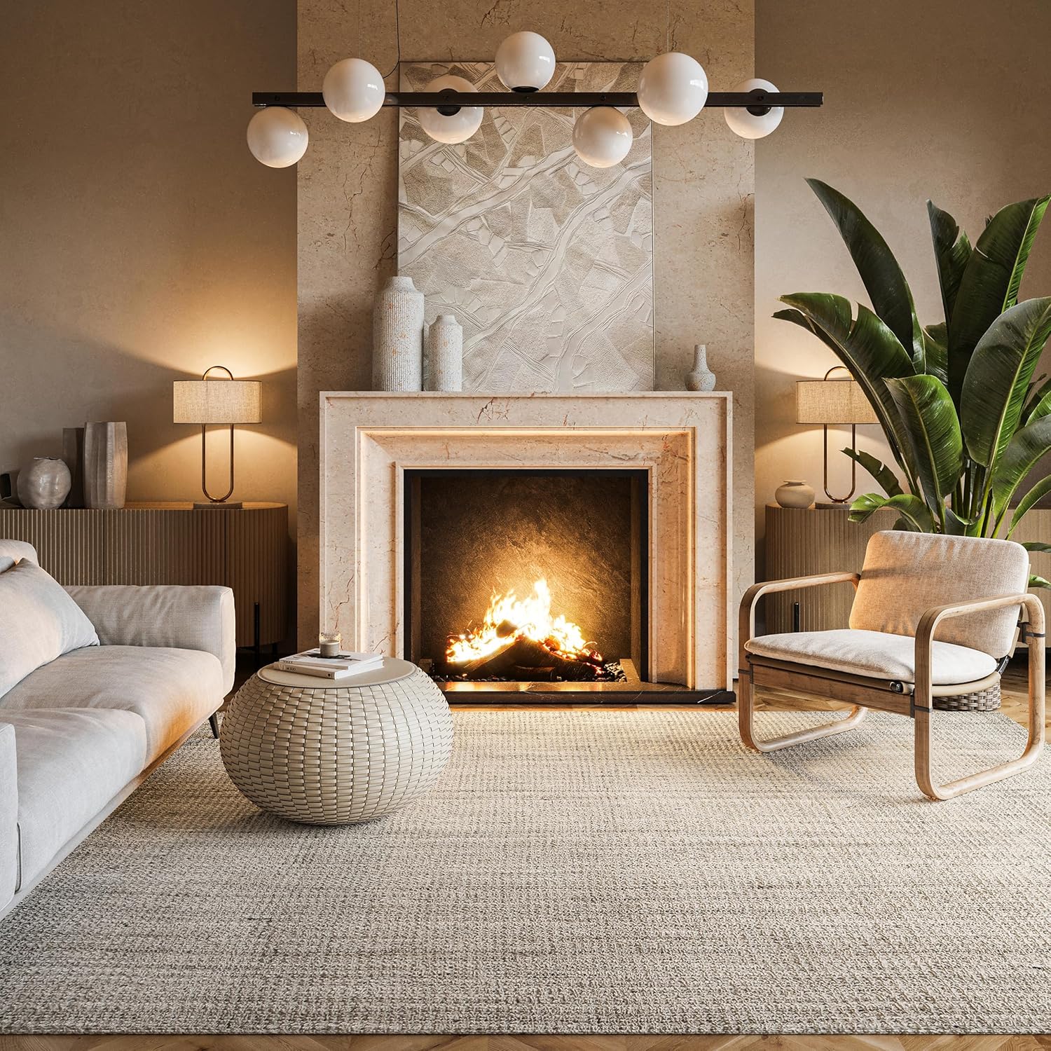 nuLOOM Ashli Solid Farmhouse Jute Area Rug, 11'6" x 14'6", Off-White
