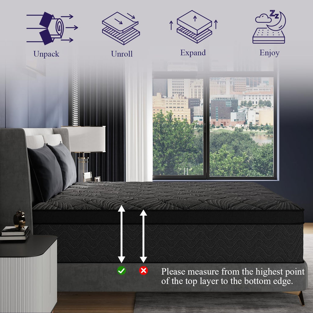 King Mattress, 14 Inch Luxury Hybrid King Size Mattress in a Box, Medium Firm Mattresses with Cooling Gel Memory Foam & Pocket Springs, Double Additional Support, 365-Night Trial