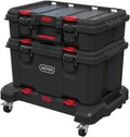 Keter Stack-n-Roll 3-Piece Rolling Tool Storage System – Includes Dolly, Tool Box & Deep Power Tool Case | Modular Mobile Tool Organizer | Stackable Design for Garage, Jobsite & Workshop