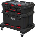 Keter Stack-n-Roll 3-Piece Rolling Tool Storage System – Includes Dolly, Tool Box & Deep Power Tool Case | Modular Mobile Tool Organizer | Stackable Design for Garage, Jobsite & Workshop