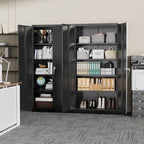 Greenvelly Metal Cabinet with Lock, 72" Metal Storage Cabinet with 2 Doors and Adjustable 4 Shelves, Locking Cabinet for Home Office, Garage(32" W x 16" D), Black