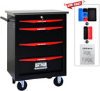 4-Drawer Rolling Tool Chest, Black & Red Modular Tool Box with Wheels, Heavy-Duty Rolling Tool Cabinet for Garage & Workshop Storage