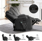 Power Recliner Chair with Heat and Massage for Adults - Home Theater Seating with LED Lights,Cup Holders,Side Pocket,USB Port - Recliner Sofa for Living Room (Black, Single Recliner)