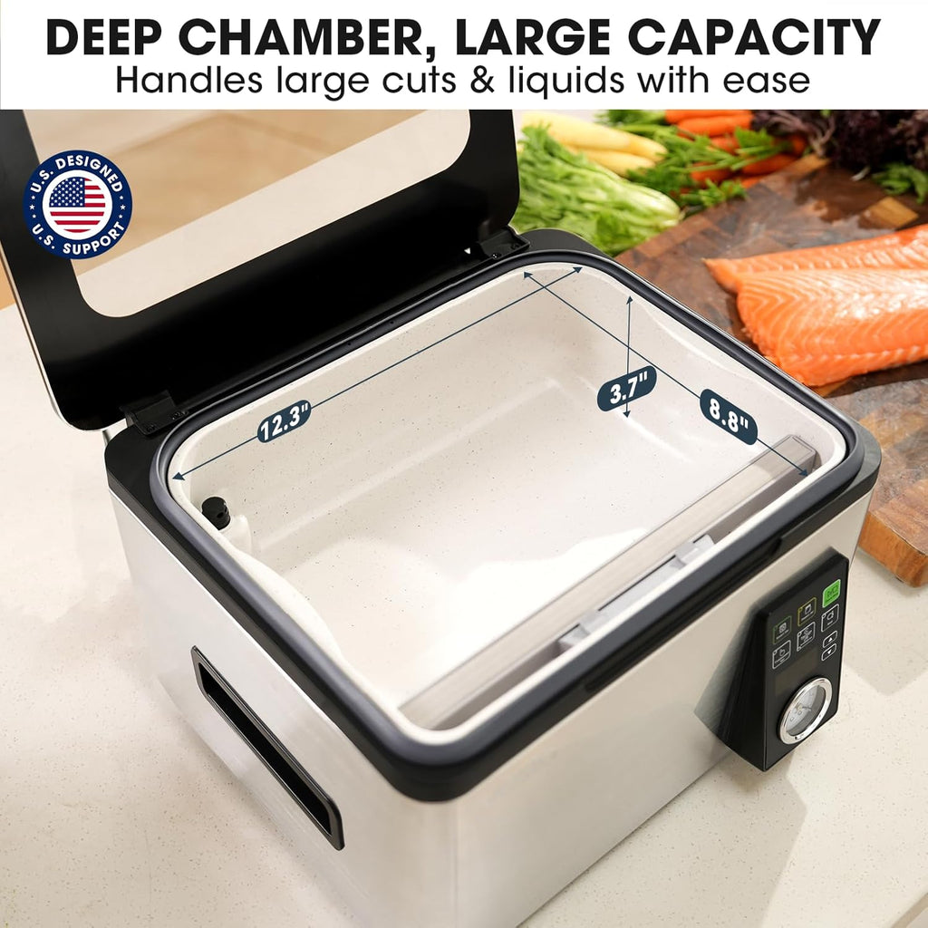 Vesta Precision 12” Chamber Vacuum Sealer, Smart Auto Vacuum Time, Easy-to-Clean System, Commercial-Grade Pump, Deep Chamber for Liquids, Meats, Mason Jars & Sous Vide, V513