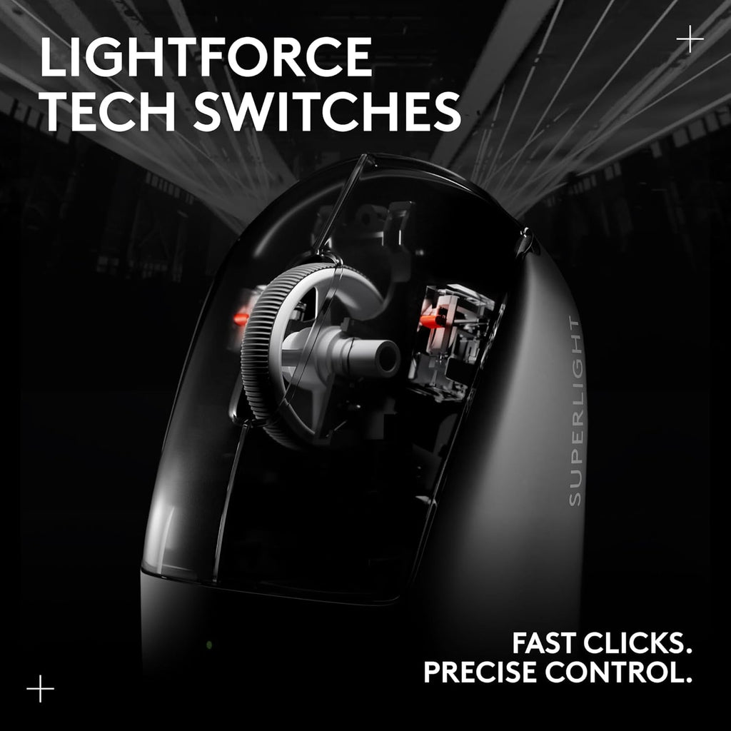 Logitech G PRO X Superlight 2 Wireless Gaming Mouse, 60g Pro-Grade with 5 Programmable Buttons, 44k DPI Sensor, 8kHz Report Rate, USB-C Charging for PC/Mac - Black