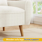 JAMFLY 47'' Small Loveseat Sofa, 2 Seat Compact Couch with Tapered Legs, White Upholstered Furniture, Solid Wood Frame, Comfy Foam Cushion, Easy Assembly for Small Spaces