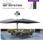 PURPLE LEAF 10' X 13' Rectangle Patio Umbrella Large Outdoor Aluminum Offset Umbrella with 360-degree Rotation Cantilever Umbrella for Garden Deck Backyard Pool, Grey
