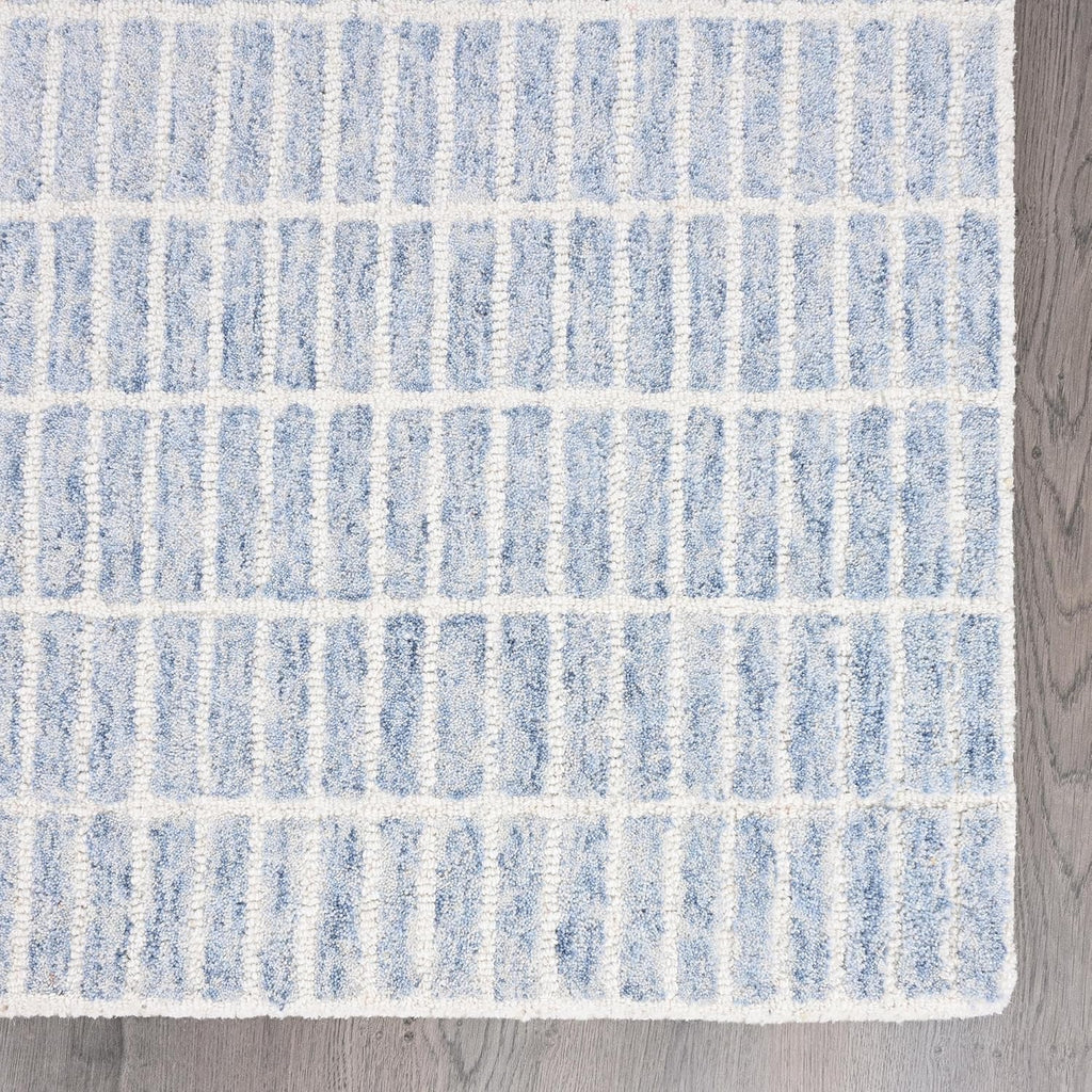Hand-Tufted 100% Wool Area Rug – Unique Modern Geometric Grid Pattern, Soft Plush Textured Carpet for Living Room, Bedroom, Dining Room & Entryway (Blue, 8' x 10')