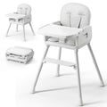 Obee Odee 3-in-1 Portable Baby High Chair for Babies and Toddlers, Convertible Easy Clean Infant Foldable Highchair with Adjustable Legs & Dishwasher Safe Tray, Grey
