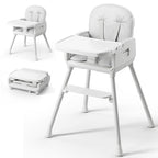 Obee Odee 3-in-1 Portable Baby High Chair for Babies and Toddlers, Convertible Easy Clean Infant Foldable Highchair with Adjustable Legs & Dishwasher Safe Tray, Grey