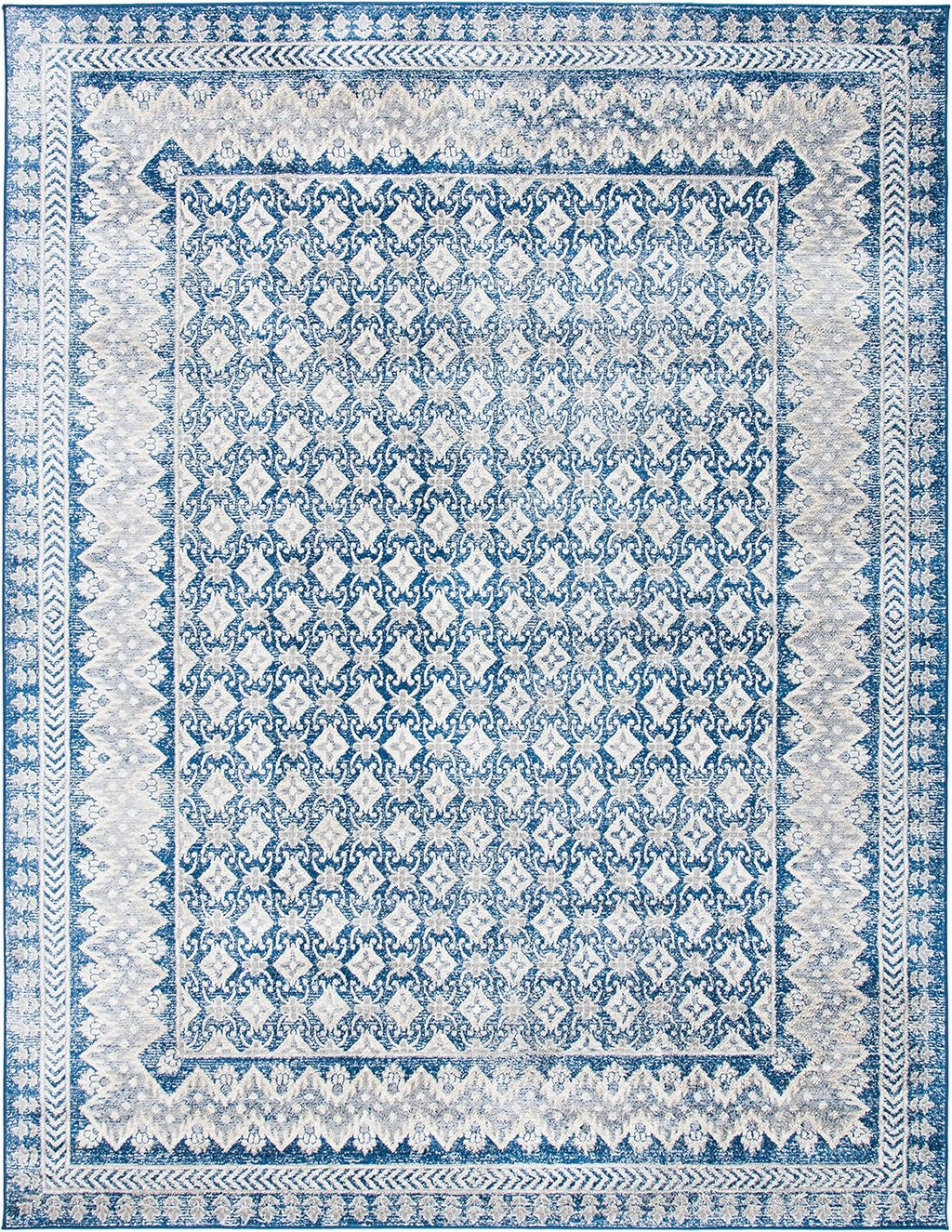 SAFAVIEH Brentwood Collection Area Rug - 9' x 12', Navy & Beige, Traditional Oriental Distressed Design, Non-Shedding & Easy Care, Ideal for High Traffic Areas in Living Room, Bedroom (BNT899N)