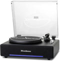 Hi-Fi Record Player with Speakers | Premium Vinyl Turntable with Bluetooth Capability | Built-in 4-Speaker Stereo System for Music Fans  Black Veneer + Silver Trim