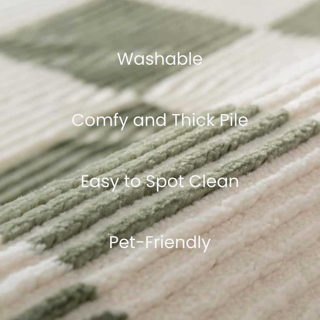 Revival Rugs Gambit 9'2"x12'2" Washable Area Rug for Living Room Bedroom - 100% Recycled Oeko-TEX Certified, Medium Pile, Green, Beige