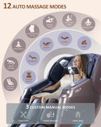 RELX Massage Chair Full Body, 15 Modes Zero Gravity SL-Track Shiatsu Massage Chair Built-in Heat System, Airbag Massage with Body Scan, Deep Yoga Stretch, Calfrest Extension and AI Control(Brown)