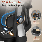 Ergonomic Office Chair with Footrest, Desk Chair Comfy with 3D Adjustable Lumbar Support & Arm & Headrest, 4 Gear 90°-135° Tilt, Wide Air Mesh Seat, Heavy Duty Class-4 Gas Lift, Computer Gaming Chair