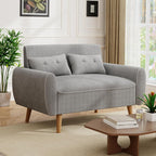 JAMFLY 47'' Small Loveseat Sofa, 2 Seat Compact Couch with Tapered Legs, Light Grey Upholstered Furniture, Solid Wood Frame, Comfy Foam Cushion, Easy Assembly for Small Spaces