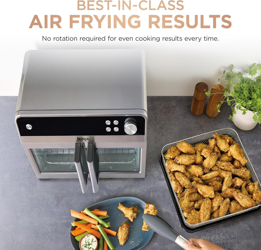 Ninja | French Door Premier | Air Fryer, Convection Oven, Toaster | 5-qt Air Fry Basket, Sheet Pan, Wire Rack, Broil Rack | PFAS-free Cooking Surface, Dishwasher-safe Accessories | FO101 (NEW)