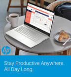 HP 14" Ultra Light Laptop for Student & Home (Intel Quad-Core N4120  4GB RAM  128GB(64GB + 64GB SD)  1-Year Office 365) 11-Hr Long Battery Life  Webcam  WiFi  Win 11 Home in S Mode - Snow White