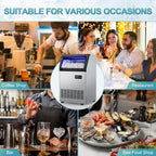 Commercial Ice Maker Machine 250 Lbs/24H, 35 Lbs Ice Bin, Undercounter Ice Maker Stainless Steel, 72 Ice Cubes/8-15 Min, Ice Machine with Water Line and Filter, Set Ice Thickness, 24H Timer, Bar, Café
