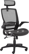 Amazon Basics Ergonomic High-Back Office Chair, Breathable Mesh, 360° Swivel, Easy to Assemble, Comfortable Flip-Up Armrests, 25.5"D x 26.25"W x 49.25"H, Black